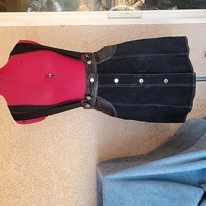 Sexy Schoolgirl Leather Suede Skirt with Suspenders  M Punk Goth Naughty